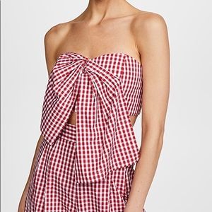 Petersyn gingham red bandeau bow Joi top